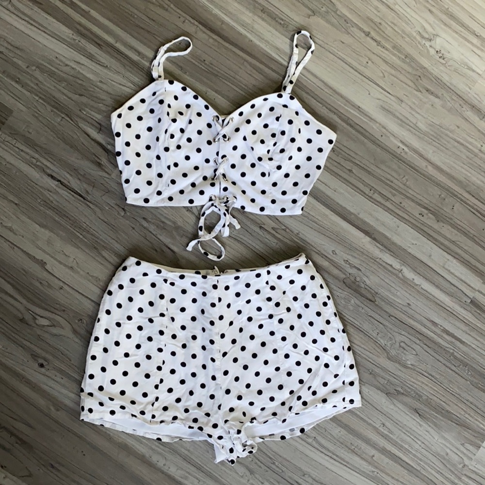 SOLD!!! Retro polka dot tap shorts and crop top set